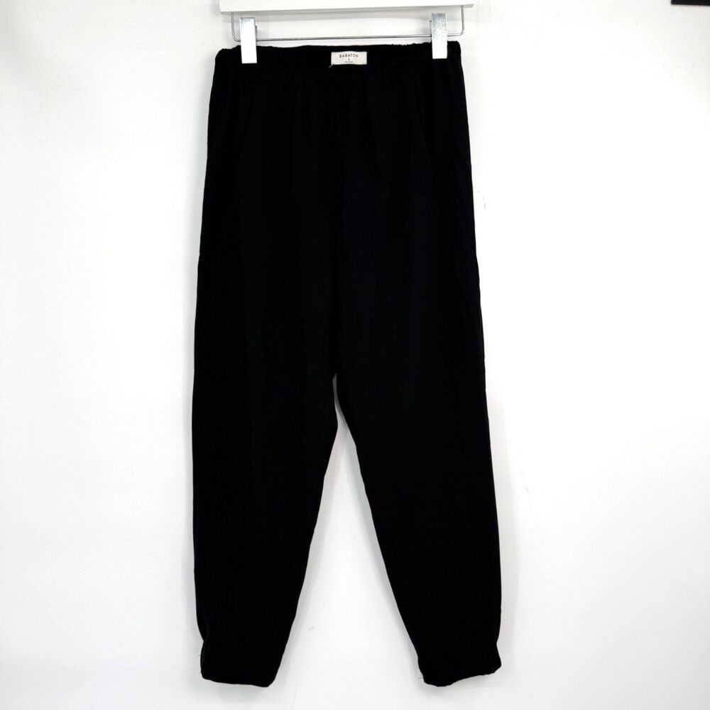 Aritzia Babaton Women's S Dexter Black Pleated Pull-On Crop Pants Minimalist
